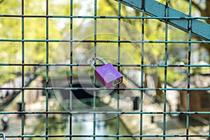 St Martin`s canal in Paris X with lovelock