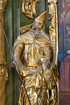 St. Martin, statue on the altar of St. Vincent Ferrer at St. Peter`s Church in Sveti Petar Mreznicki, Croatia