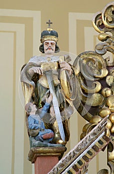 St Martin statue on the high altar in the chapel of Saints Fabian and Sebastian in Slani Potok, Croatia