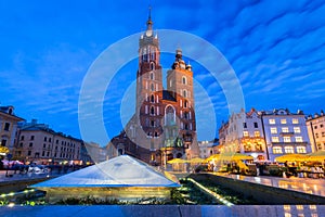 St. Mary Basilica in Krakow at night photo