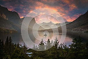 St Mary Lake at dusk