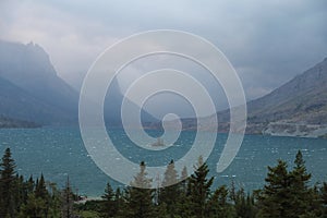 St. Mary Lake and wild goose island in Glacier national park,Montana,USA