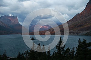 St. Mary Lake and wild goose island in Glacier national park,Montana,USA