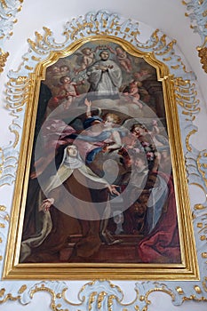 St. Mary Magdalene de Pazzi with St. Aloysius kneeling on a cloud, church of St. Francis Xavier in Lucerne photo