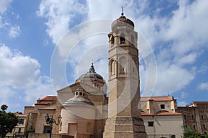 St. Mary`s Cathedral and the Bell tower in Oristano Sardinia Italy photo