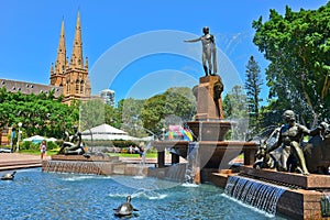 St Mary's Cathedral and Hyde Park in Sydney