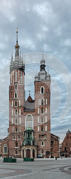 St. Mary`s catholic church Bazylika Mariacka in Krakow, Poland