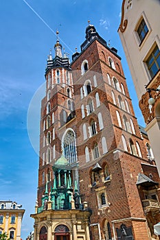 St. Mary`s catholic church Bazylika Mariacka in Krakow, Poland photo