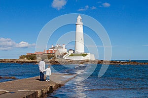 St Mary`s Lighthouse and causeway