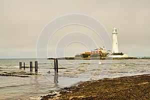 St Mary`s lighthouse and St Mary`s island, Tyne and wear photo