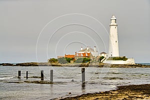 St Mary`s lighthouse and St Mary`s island, Tyne and wear photo