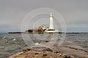 St Mary`s lighthouse and island, Whitley Bay, Tyne and Wear photo