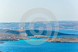 St.Mary's tower overlooking Comino island, Malta