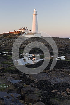 St Marys Lighthouse and Island at Whitley Bay, North Tyneside, England, UK.