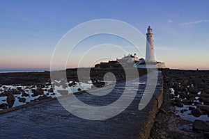 St Marys Lighthouse and Island at Whitley Bay, North Tyneside, England, UK. photo