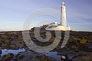 St Marys Lighthouse and Island at Whitley Bay, North Tyneside, England, UK. photo