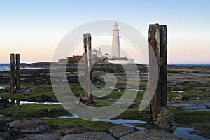 St Marys Lighthouse and Island at Whitley Bay, North Tyneside, England, UK. photo