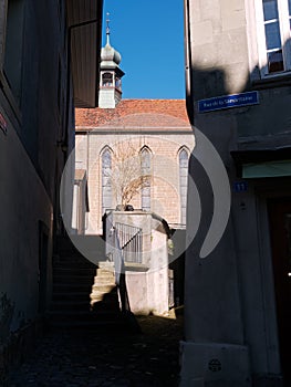 St-Maurice Church in the old town of Fribourg, Switzerland.