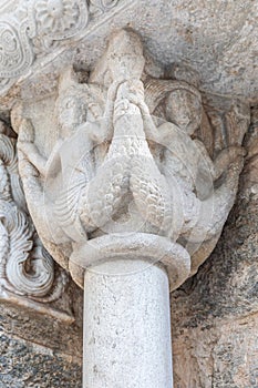 St Michael Abbey - Sacra di San Michele - Italy. Gargoyle monster sculpture, 11th Century