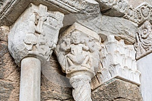 St Michael Abbey - Sacra di San Michele - Italy. Gargoyle monster sculpture, 11th Century