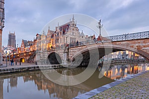 St. Michael Bridge in Ghent, Belgium photo