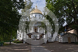 St. Michael Cathedral of The Holy Dormition Pskovo-Pechersky Pskov-Caves monastery. Pechory, Russia