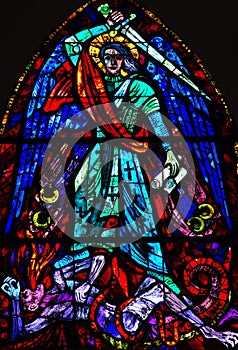 St. Michael conquers Evil Stained glass