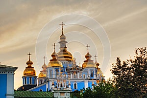 St. Michael monastery domes in Kiev, Ukraine