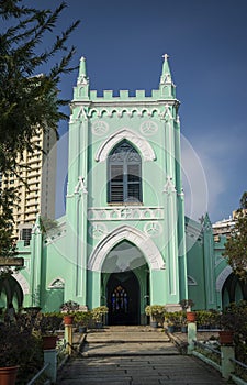 St. Michael portuguese colonial style church in macau city china