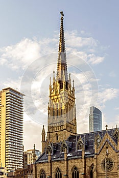 St. Michael`s Cathedral Basilica church at sunset