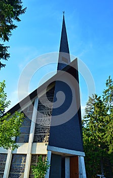 St. Michael`s Church on the Lake Mummelsee