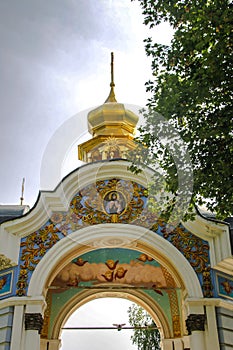 St. Michael`s Golden monastery operating in Kiev, recreated in 1997-1998 in the forms of the cathedral church destroyed in the 19