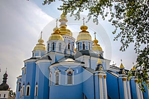 St. Michael`s Golden monastery operating in Kiev, recreated in 1997-1998 in the forms of the cathedral church destroyed in the 19