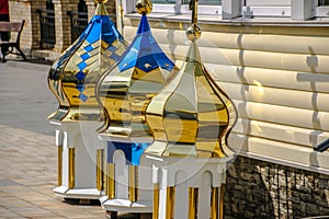 St. Michael`s Golden monastery operating in Kiev, recreated in 1997-1998 in the forms of the cathedral church destroyed in the 19