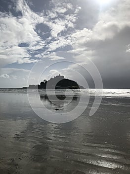 St Michael`s Mount With Reflection, Cornwall, UK