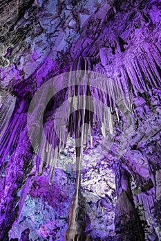 St. Michaels Cave geological shapes purple Gibraltar