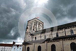 St Michaels church in Malton, North Yorkshire, UK on a cloudy day