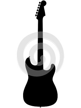 ST-Modell e-guitar, electric guitar with machine heads for guitar strings. Electric musical instrument detailed realistic silhouet