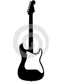 ST-Modell e-guitar, electric guitar with machine heads for guitar strings and with white pickguard. Electric musical instrument de