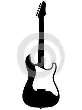 ST-Modell e-guitar, electric guitar with machine heads for guitar strings and with white pickguard. Electric musical instrument de