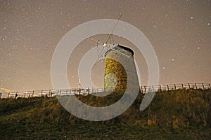 St Monans Windmill in Scotland at night