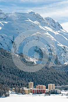 St Moritz, Alpine Alps mountain landscape