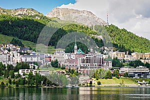 St. Moritz, high alpine resort town in the Engadine, Switzerland.