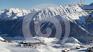 St Moritz inside the cable car to Piz Nair Swiss Alps mountains