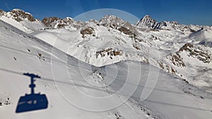 St Moritz inside the cable car to Piz Nair Swiss Alps mountains