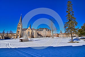 St.Nazianz Salvation Seminary and St Ambose church in Winter photo