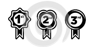 1st 2nd 3rd medal first place second third award winner badge guarantee winning prize ribbon symbol sign icon logo template Vector