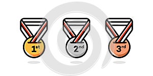 1st 2nd 3rd medal first place second third award winner badge guarantee winning prize ribbon symbol sign icon logo template Vector