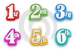 1st 2nd 3rd 4th 5th 6th numbers on white background photo