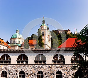 St. Nicholas Cathedral in Ljubljana. Slovenija